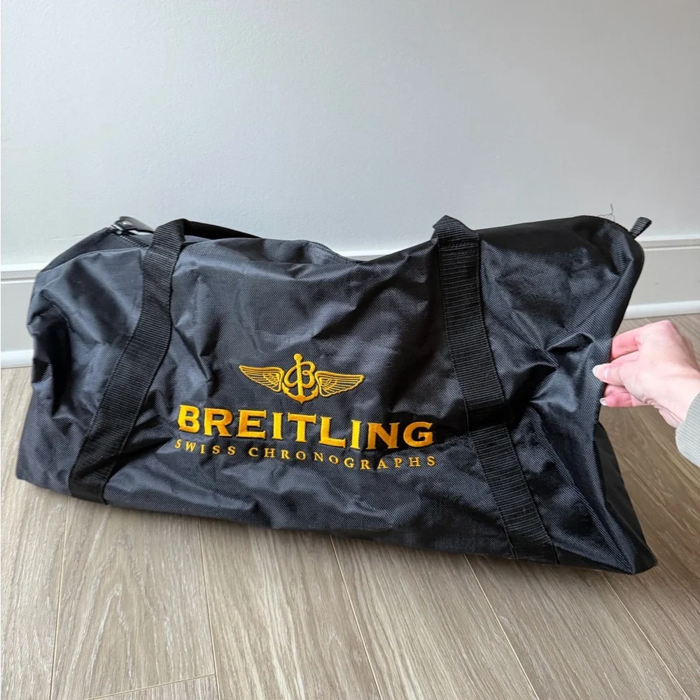 Breitling Swiss Large Logo Nylon Boston Travel Bag Made in Italy Black